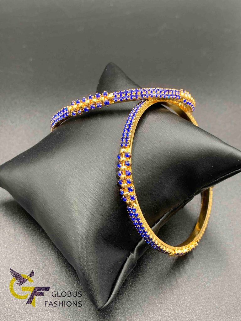 Bright blue stones set of two bangles