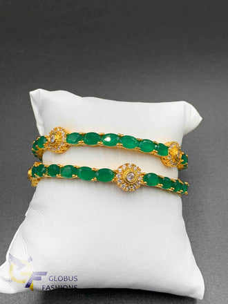 Beautiful emerald stones with cz stones Bangles
