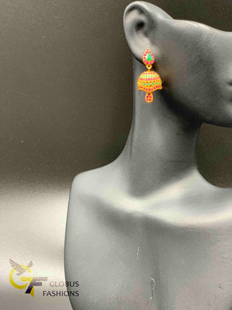 Multicolor stones small jumka earrings