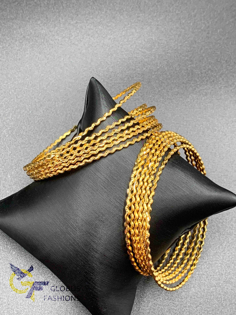 Plain gold zigzag design set of 24 bangles