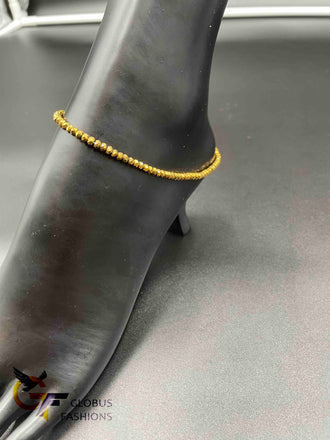 2 mm gold Crystal beads single anklet