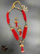 Red color beads with black stones pendant and matching jumka earrings