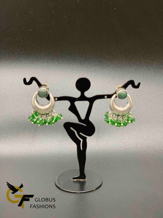 Oxidized German silver different color beads chandbali earrings