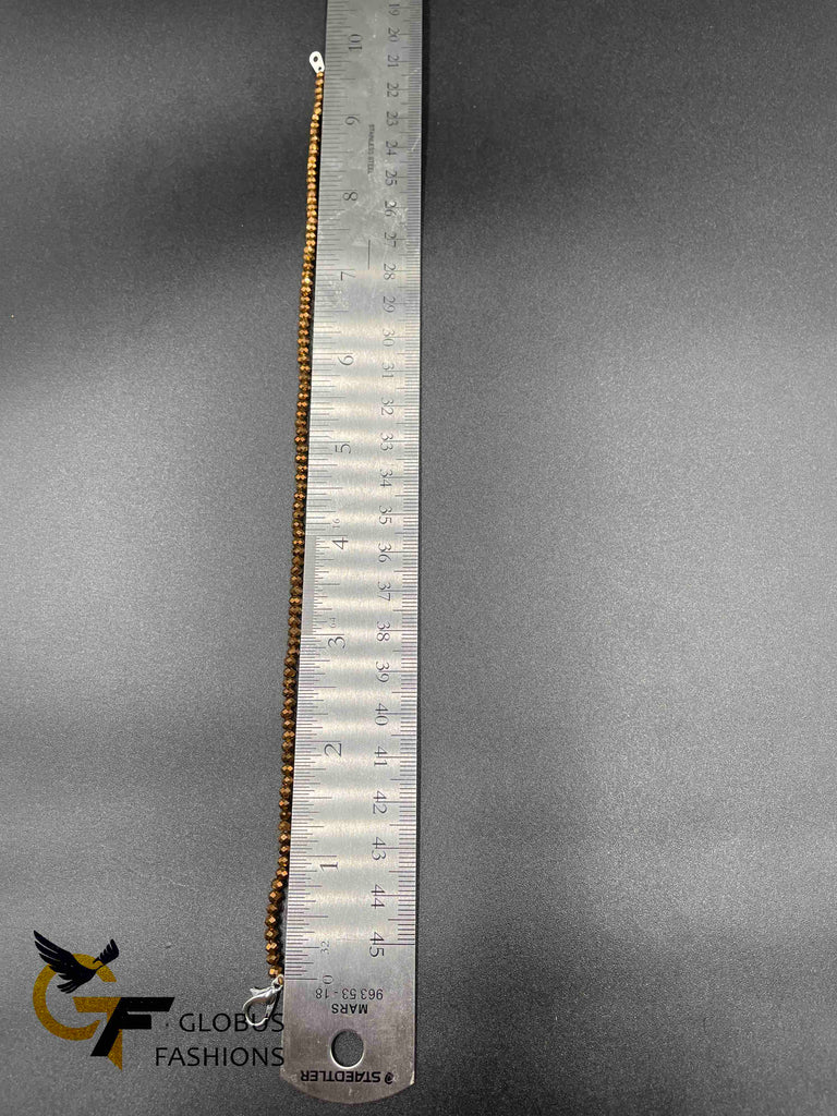 Copper crystal beads single anklet