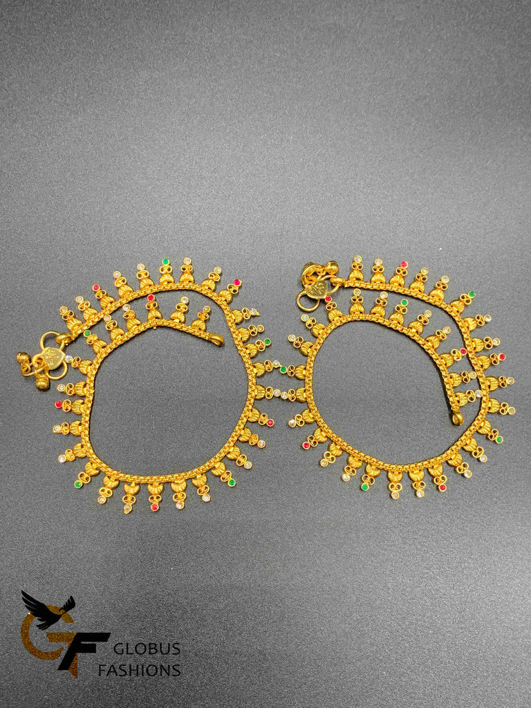 Multicolor Stones simple design party wear anklets