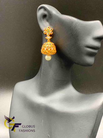 Traditional and antique look multicolor stones jumka earrings