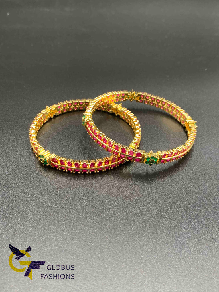 Ruby and emerald set of two bangles