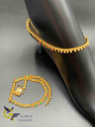 Enamel Paint with gold simple design anklets