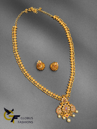 Cute flower design antique look long necklace set