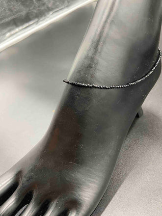 Black diamond beads single anklet