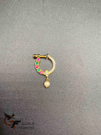 Multicolor Stones with Pearls nose rings