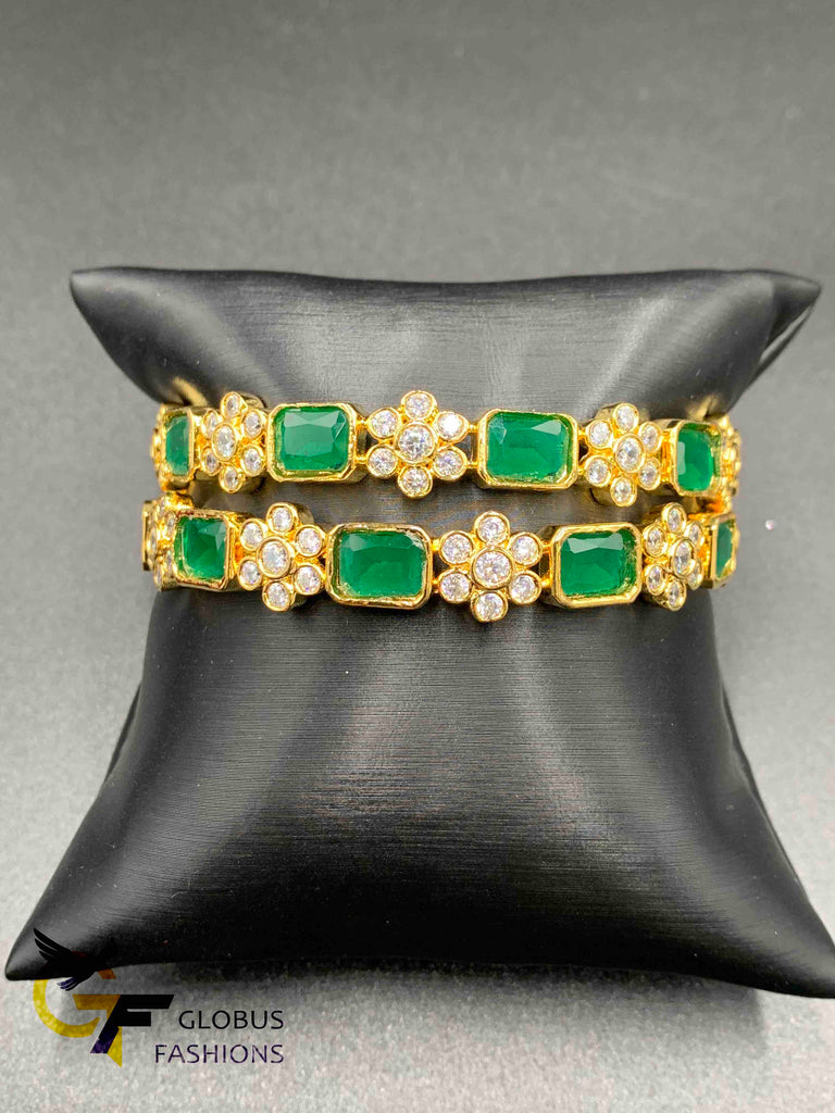 Ruby & Emerald Stones with cz Stones Bangles