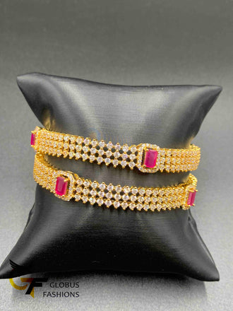 Cz stones with ruby stones bangles