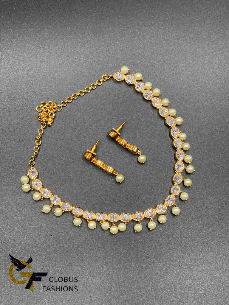 Emerald, cz stones and ruby stones necklace sets