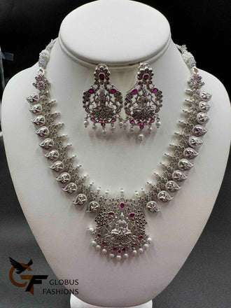 German silver Lakshmi and mango design necklace set