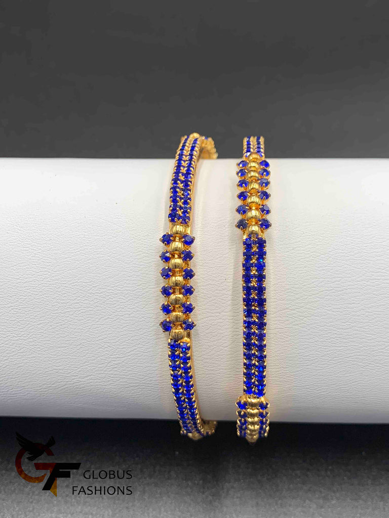Bright blue stones set of two bangles