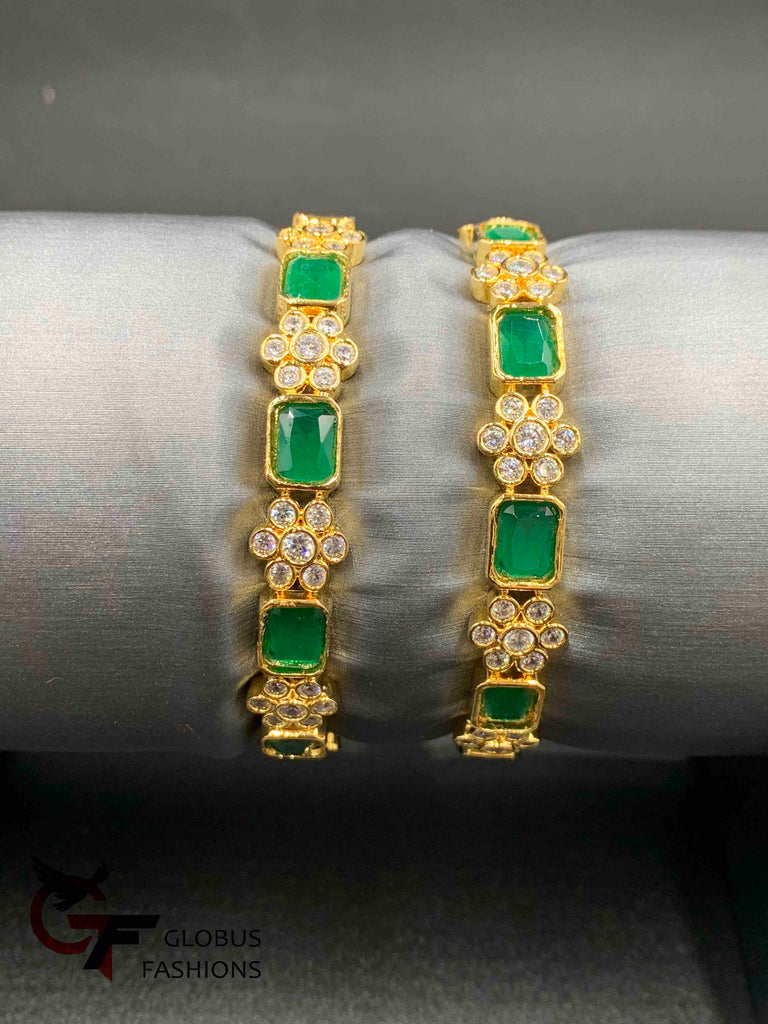Ruby & Emerald Stones with cz Stones Bangles