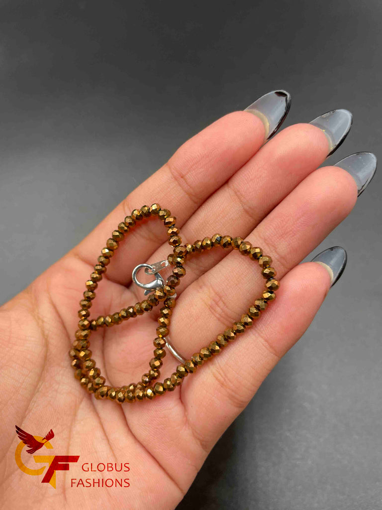 Copper crystal beads single anklet