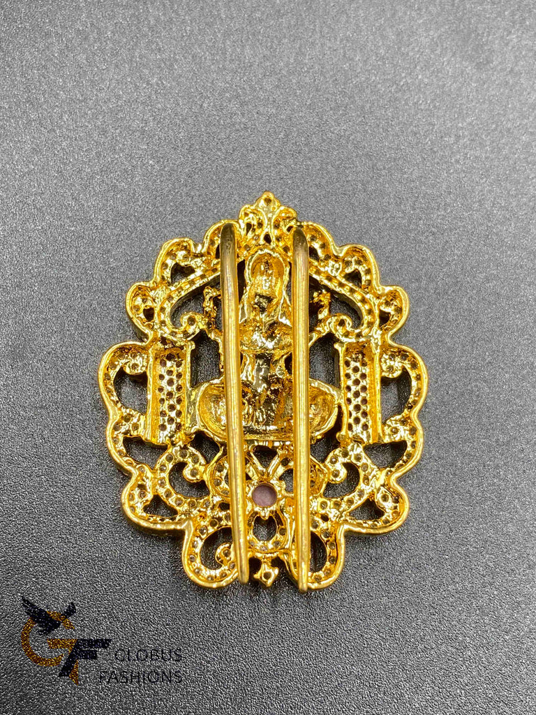 Traditional look Lakshmi print with cz stones and ruby stones hair clip