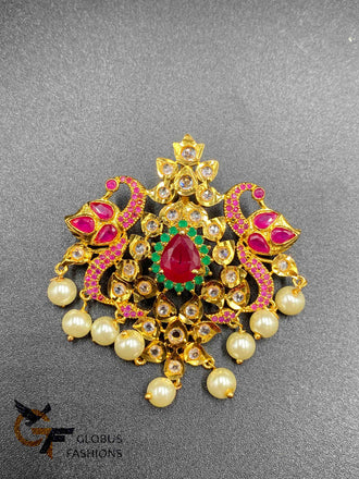 Multicolor stones with pearls pendant set