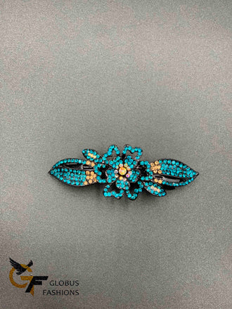 Blue and Red color stones hair clip