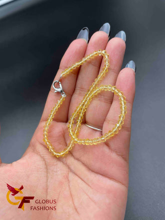 Light yellow Crystal beads single anklet