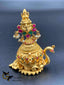 Multicolor Stones with Pearls Lakshmi & peacock design Kumkum and Turmeric box