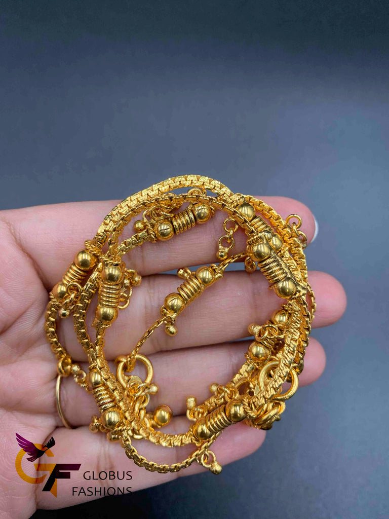 Plain gold with simple design anklets