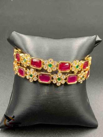 Ruby & Emerald Stones with cz Stones Bangles