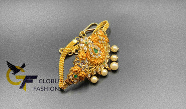 Cz stones and emerald stones with pearls simple design bajubund