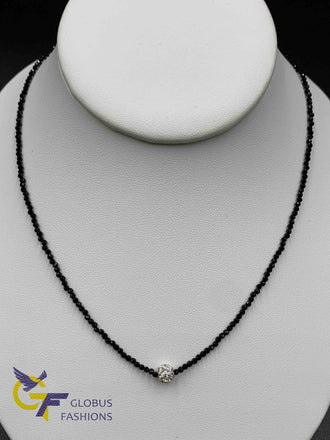 Single line black Diamond beads with silver ball