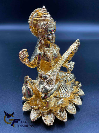 Full gold big size goddess Saraswathi Devi idol