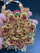 Traditional and antique design LAKSHMI print with pearls and multicolor stones long necklace and matching jumka set