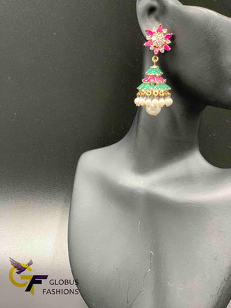 German silver multicolor stones jumkas