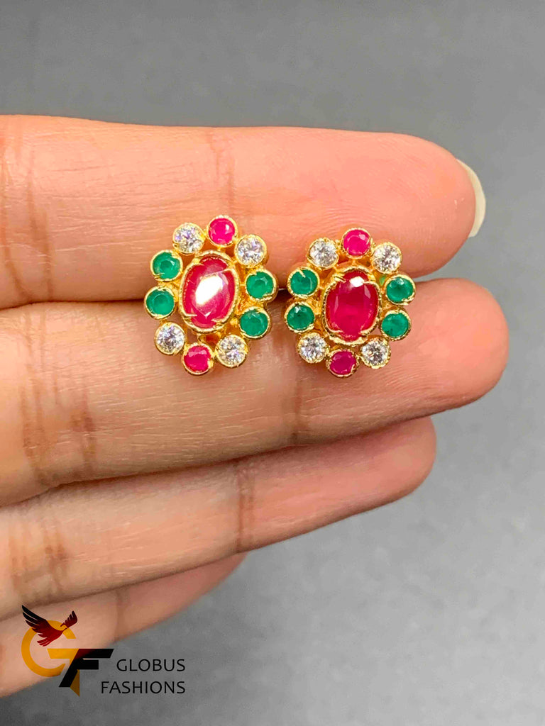 Navarathna Stones Pendant Set with matching earrings