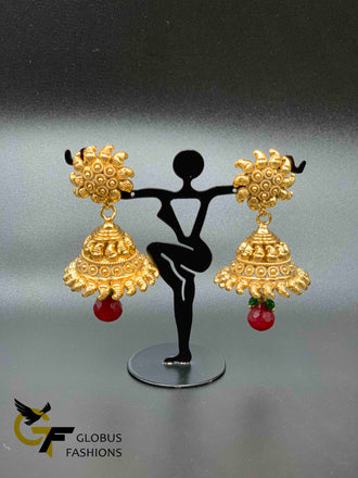 Antique look full gold simple design big jumka earrings