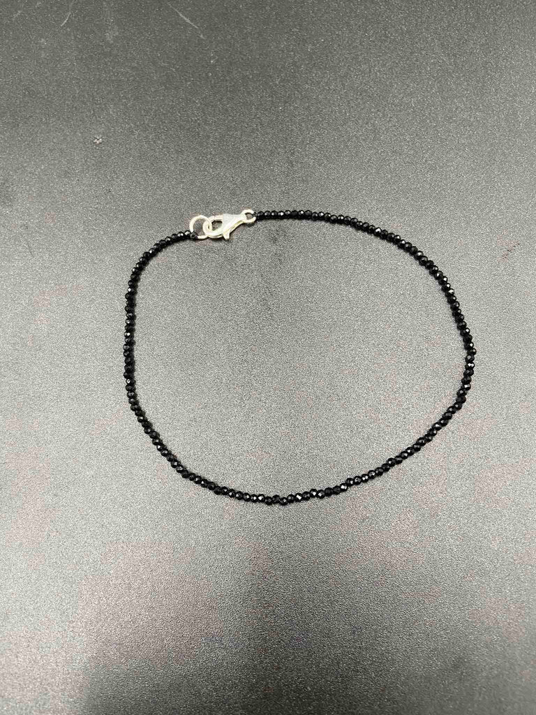 Black diamond beads single anklet