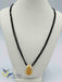 Double line black beads chain with uncut cz stones with multicolor stones pendant