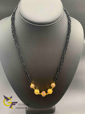 Multicolor Stones small beads with double line black Diamond Beads Chain