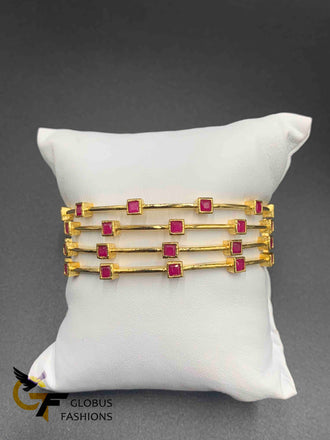 Ruby stones set of four bangles