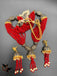 Red color beads with black stones pendant and matching jumka earrings
