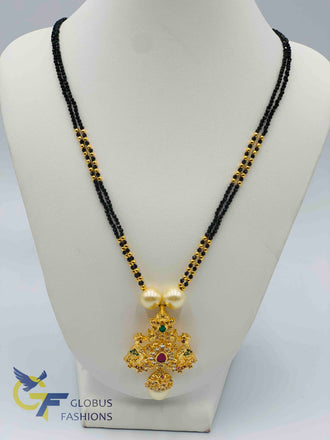 Cute peacock design pendant with black diamond beads chain
