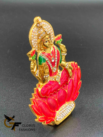 Bright pink color handmade enamel paint Lakshmi God idol