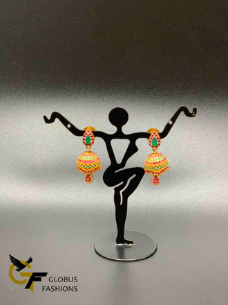 Multicolor stones small jumka earrings