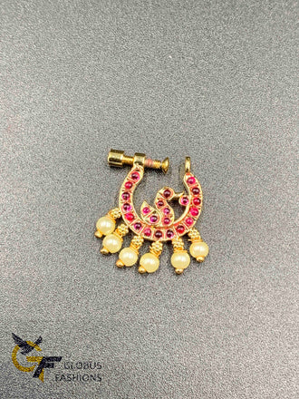 Kemp stones peacock design nose ring