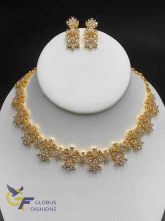 Full cz Stones flower design necklace set