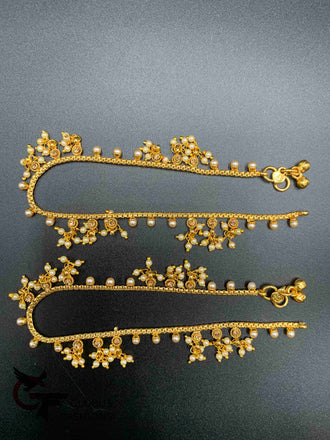 Antique look finish anklets with pearls