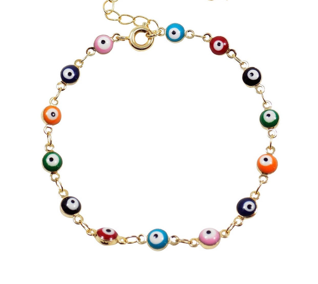 Multicolor evil eye single anklet/bracelet