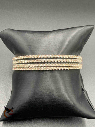 Cz stones set of four silver finish bangles