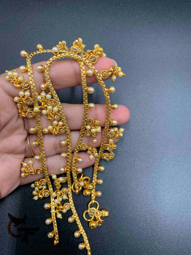 Antique look finish anklets with pearls